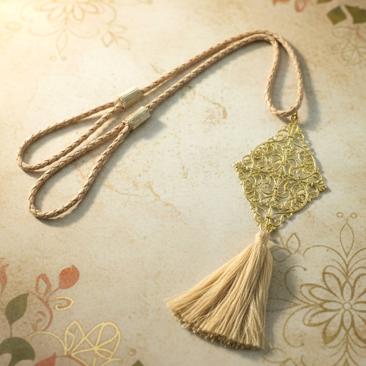 Decorative curtain tieback tassel by Wukusy featuring intricate design and soft tassels for elegant window decor.