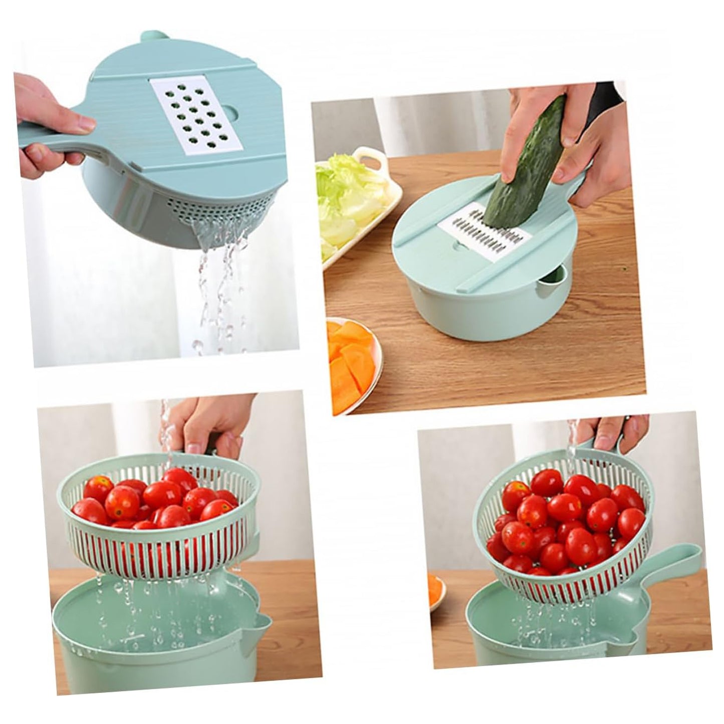 Wukusy multi-functional kitchen vegetable slicer set with various blades for slicing, dicing, and julienning vegetables.