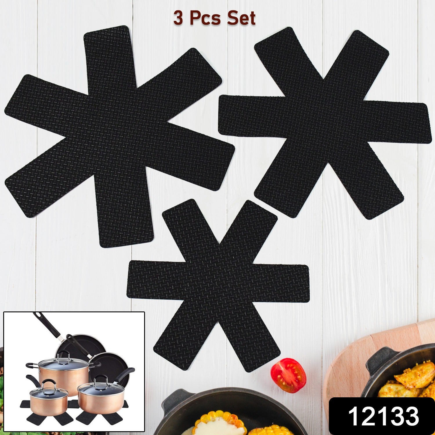 Wukusy pots and pans protectors set with three different sizes, designed to prevent scratches and damage during cooking.