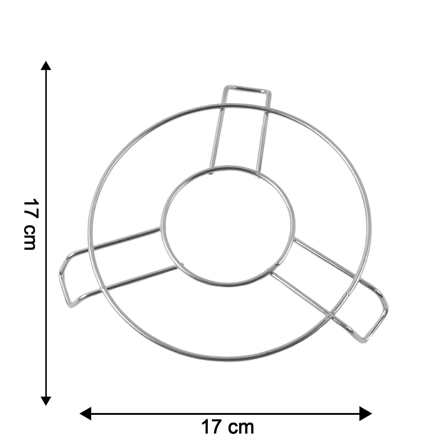 Stainless steel round hot pot stand for table use, designed to hold hot pots securely during meals in the home and kitchen.