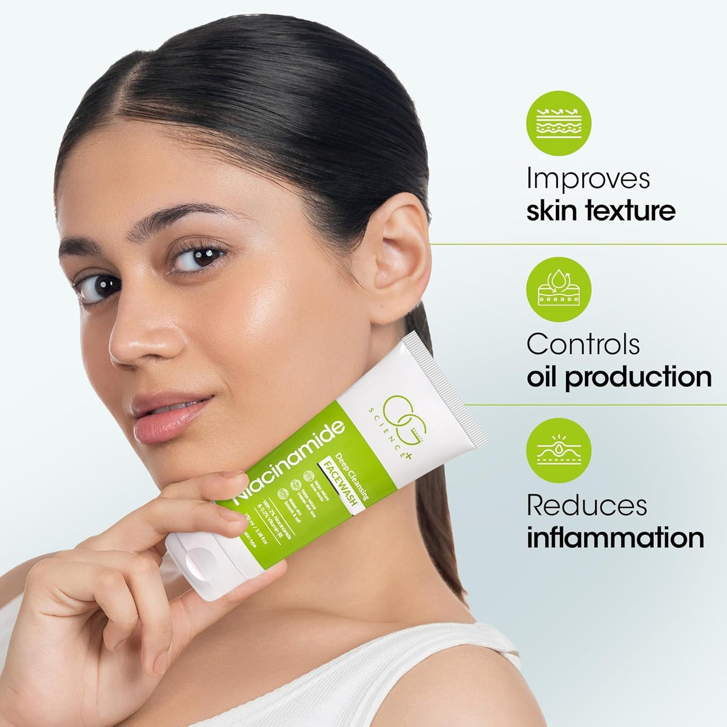 Wukusy Og Beauty Niacinamide Deep Cleansing Facewash in 100ml bottle, showing the product with its label and packaging details.
