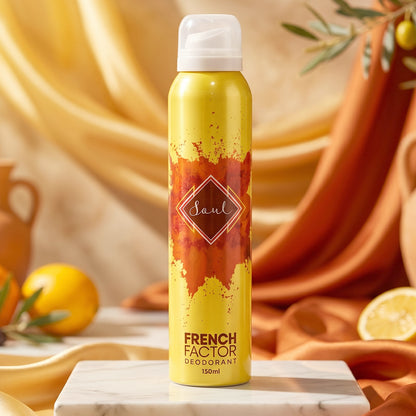 Wukusy French Factor Soul deodorant body spray 150ml bottle with sleek design and spray nozzle, suitable for daily use