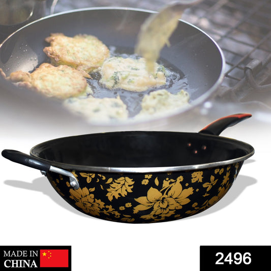 Wukusy premium aluminium fry pan with black handle, versatile kitchen tool for cooking and frying.