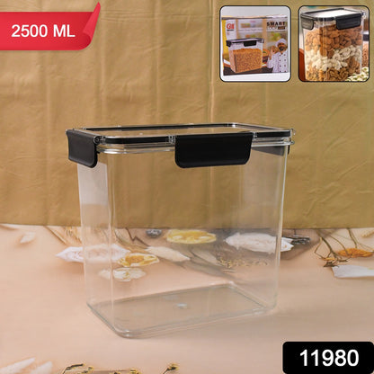 Wukusy airtight plastic food storage container with snap lid, 2500ml, clear container for kitchen organization