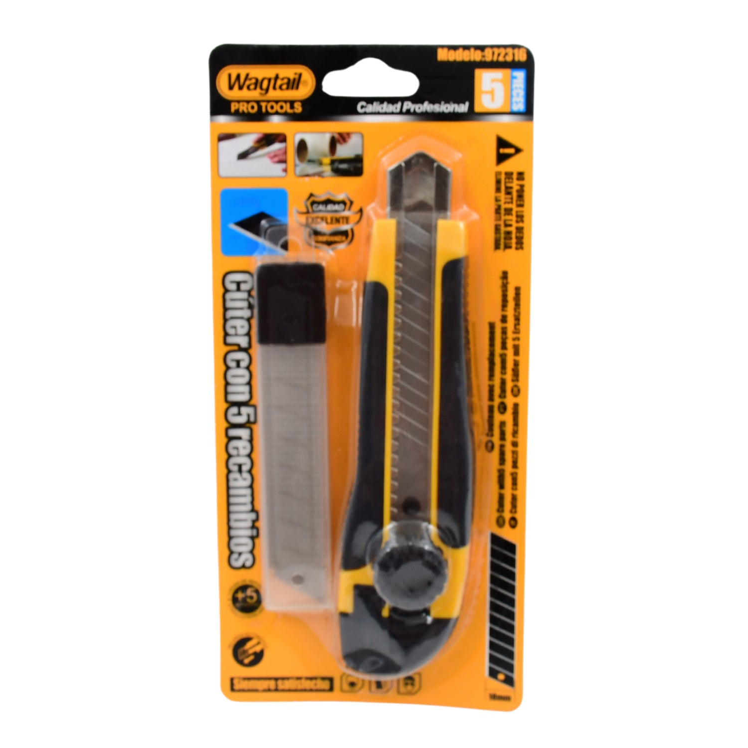 Wukusy cutter knife set with ergonomic handle and four replacement blades, ideal for precise cutting tasks.