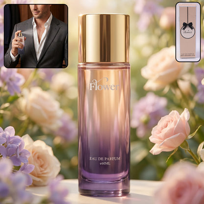 Wukusy Flower Eau De Parfum spray bottle, 60ml, with elegant floral design and clear glass container.
