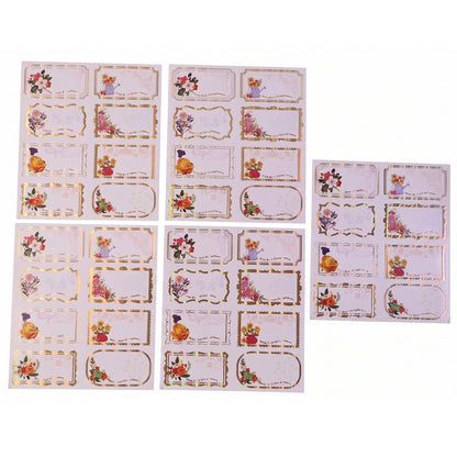 Set of 40 Wukusy floral foil gift tag stickers with compliments, featuring elegant floral designs for gift wrapping and labeling.