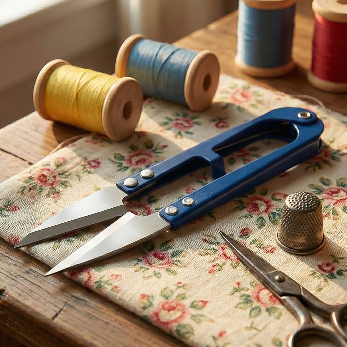 Wukusy premium sewing scissors with ergonomic handle, sharp blades, designed for precise fabric cutting in home improvement projects.