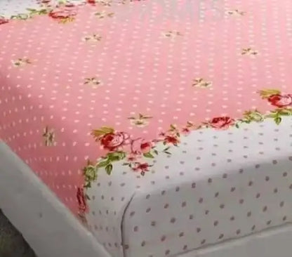 Ekom floral cotton bedsheet with 1 pillow cover, 240 thread count, summer use, featuring vibrant floral print.
