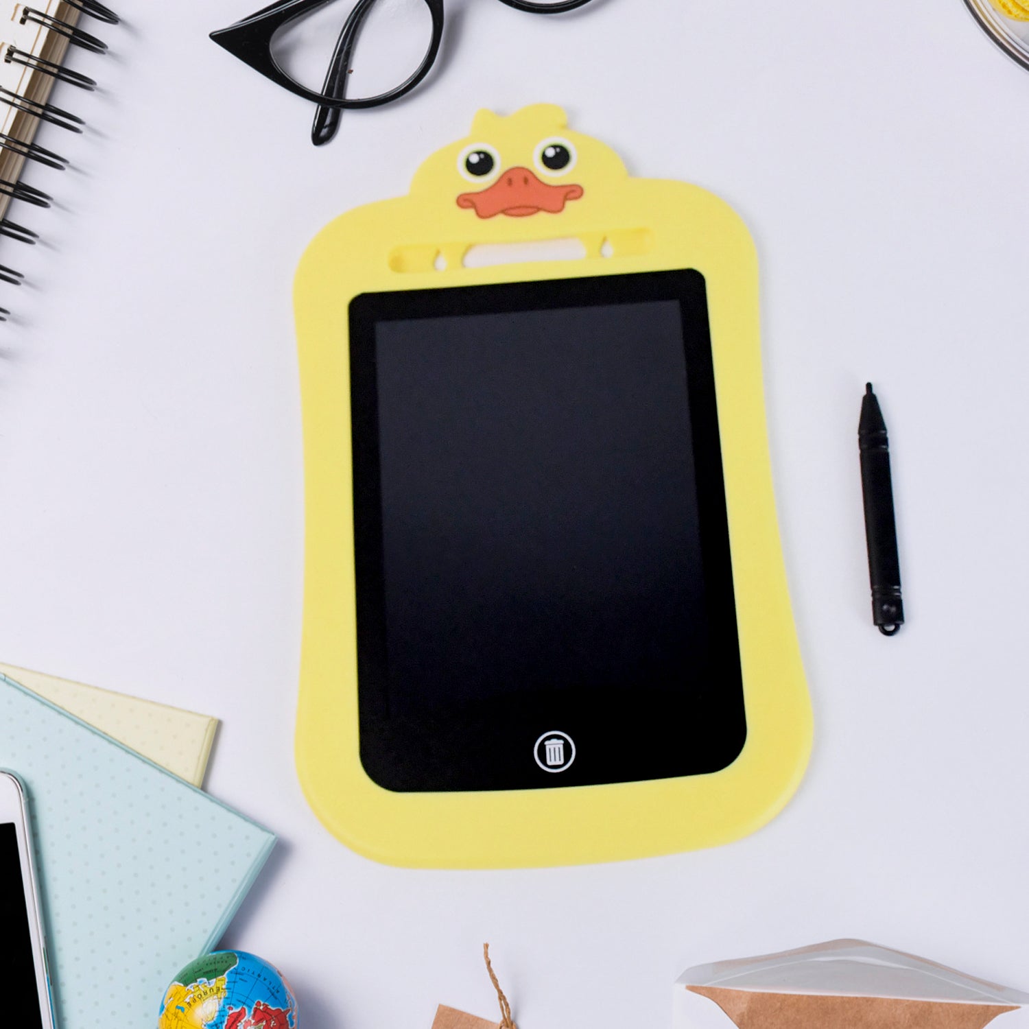 Kids portable LCD writing tablet by Wukusy, showing a child using the lightweight, colorful digital drawing device.