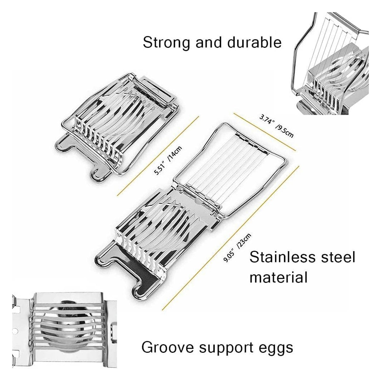 Wukusy stainless steel egg slicer cutter for boiled eggs, kitchen tool with stainless steel blades, compact and easy to use.