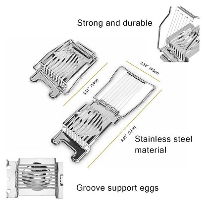 Wukusy stainless steel egg slicer cutter for boiled eggs, kitchen tool with stainless steel blades, compact and easy to use.