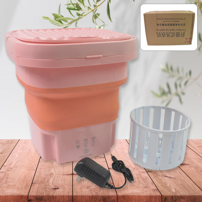 Foldable portable washing machine and dryer combo in mixed colors by Wukusy for home and kitchen use.