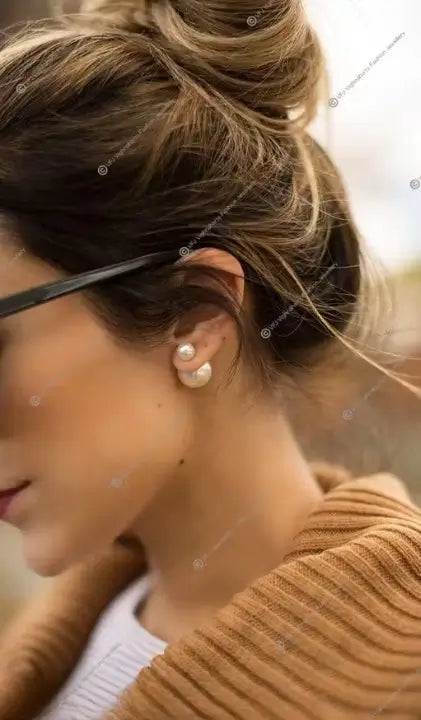 Ekom stylish pearl Hollywood earrings with push back alloy design, perfect for elegant kitchen and dining accessories