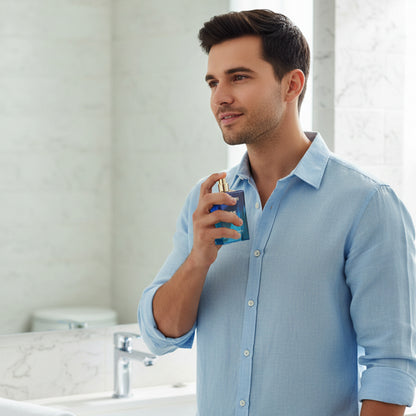 Bellavita Premium Skai Aquatic Eau De Cologne perfume bottle by Wukusy, 100 ml with sleek design and aquatic scent.