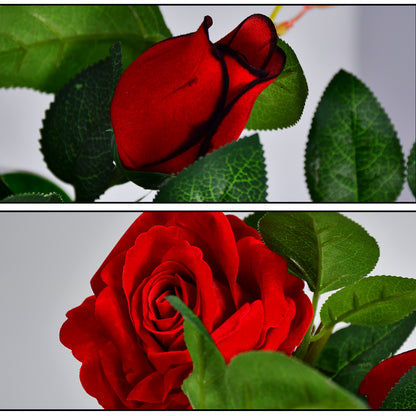 Artificial rose flower plant in a pot, Wukusy home decor piece, ideal for home, office, or gifting.