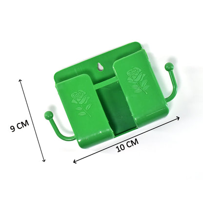 Wukusy 6201a wall-mounted storage box for remote and mobile accessories with two side hanging hooks, in a modern black design.