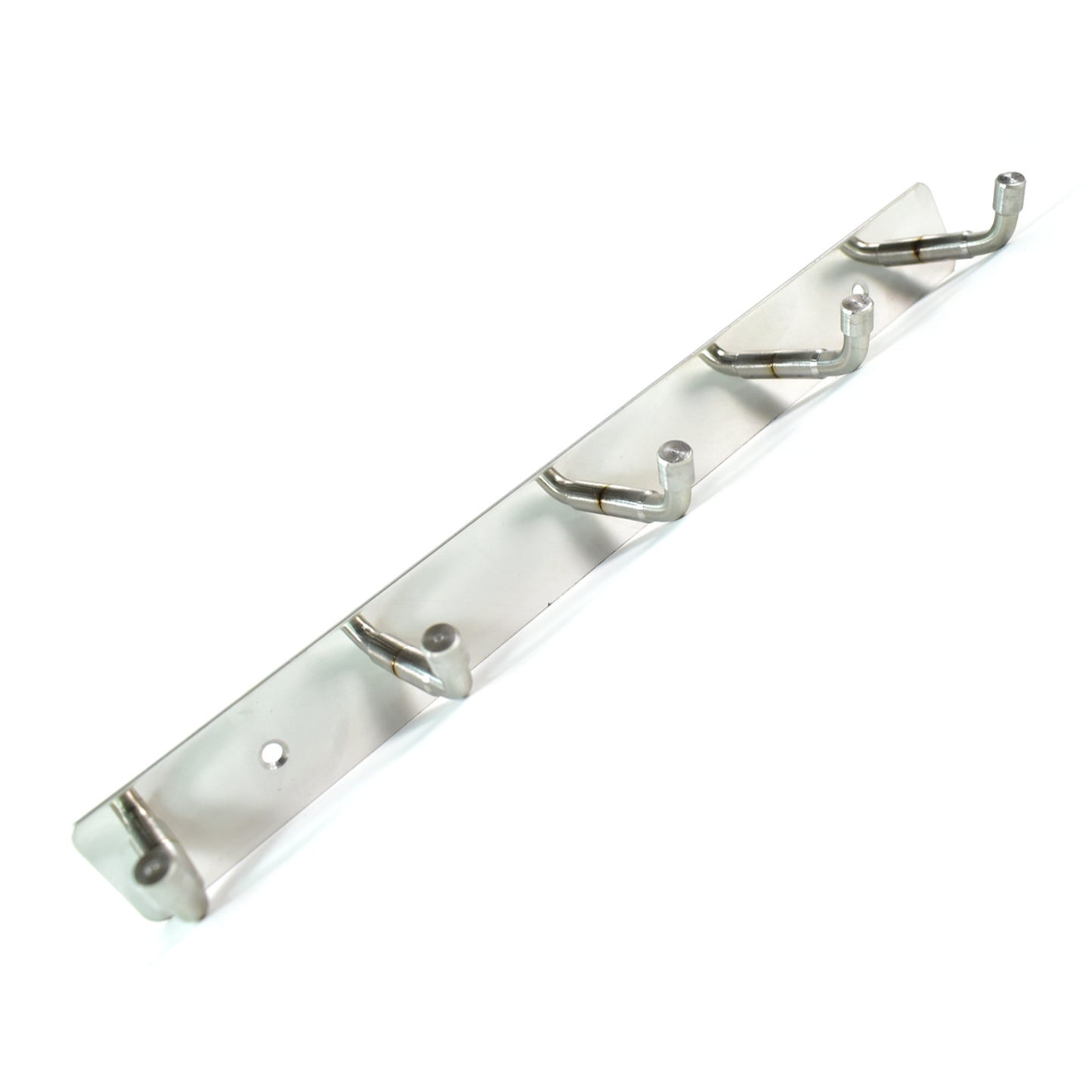 Wukusy stainless steel wall-mounted coat rack with five hooks, 26 inches long, for home and kitchen organization.