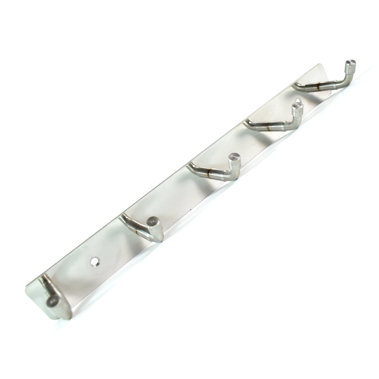 Wukusy stainless steel wall-mounted coat rack with five hooks, 26 inches long, for home and kitchen organization.