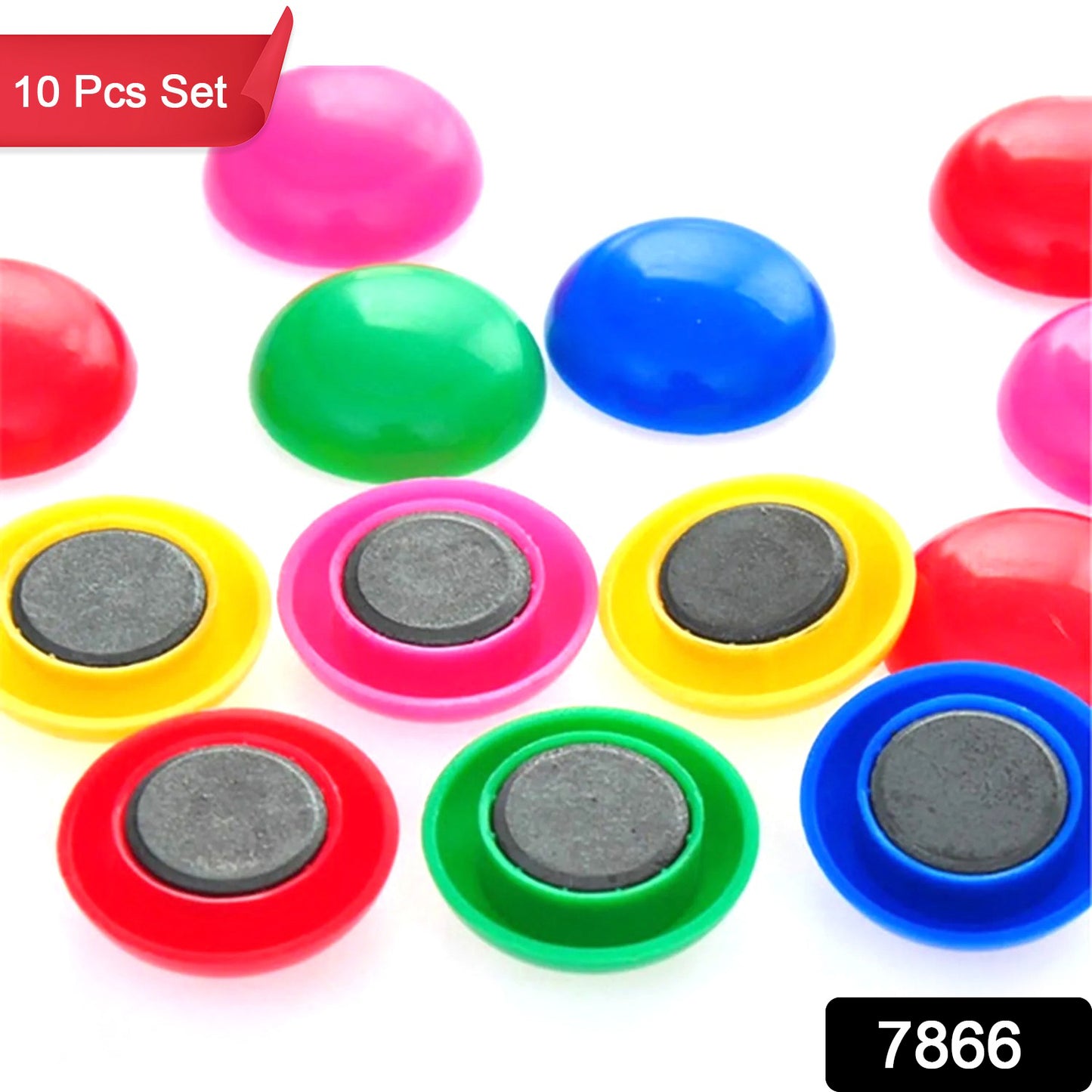 Set of 10 round magnetic buttons by Wukusy, durable magnetic toy set for children, ideal for experiments and home improvement projects.
