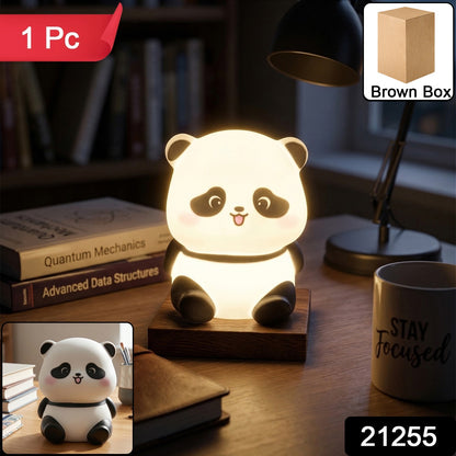 Cute mini panda night light lamp by Wukusy, showing a soft glow and adorable panda design suitable for kids' bedrooms.