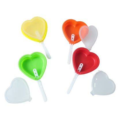 Four heart-shaped silicone popsicle molds from Wukusy set for making frozen treats at home.