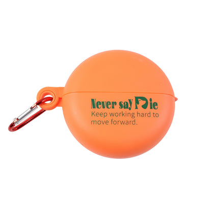 Wukusy plastic round multi-purpose storage box with keychain, empty, compact, and portable for organizing small items.