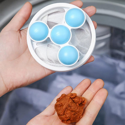 Wukusy laundry ball and floating pet fur lint hair catcher in a mesh bag for washing machines and dryers, reusable and household use.