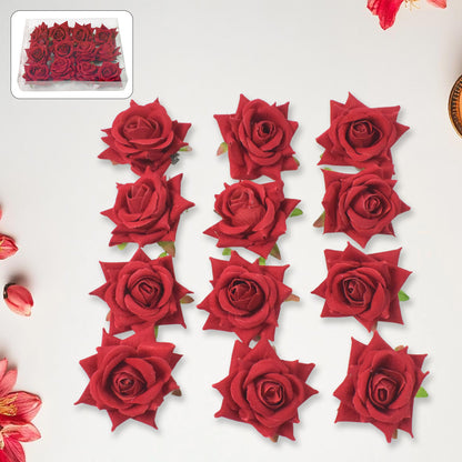 Set of 12 Wukusy velvet flower rose hair pins and clips, decorative hair accessories with floral design for styling.