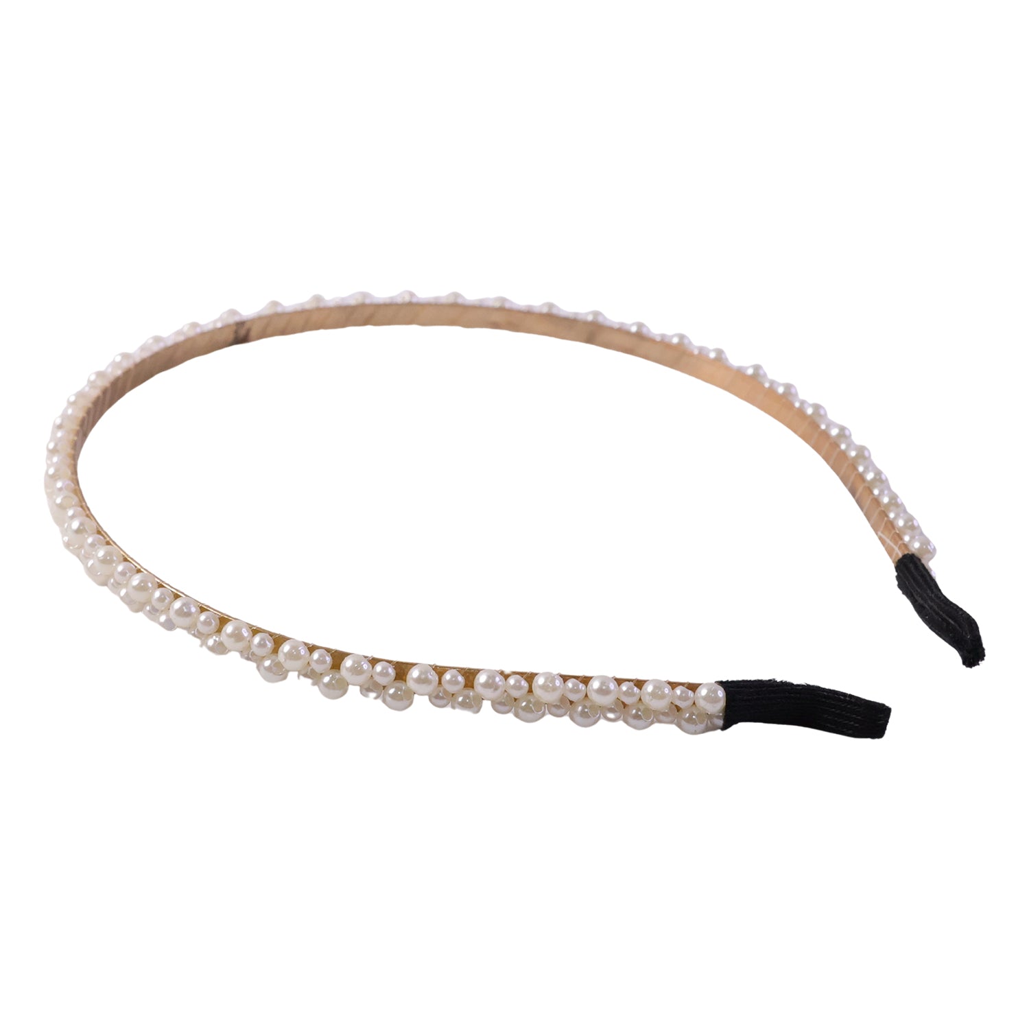 Wukusy double layer pearl hairband for girls, stylish headband with elegant pearl accents, showing front view on white background.