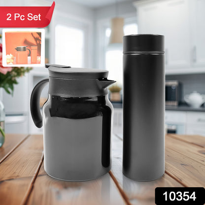 Wukusy thermal coffee carafe and tea pot with LED display, 500ml water bottle and 1000ml pot, made of stainless steel for home use.
