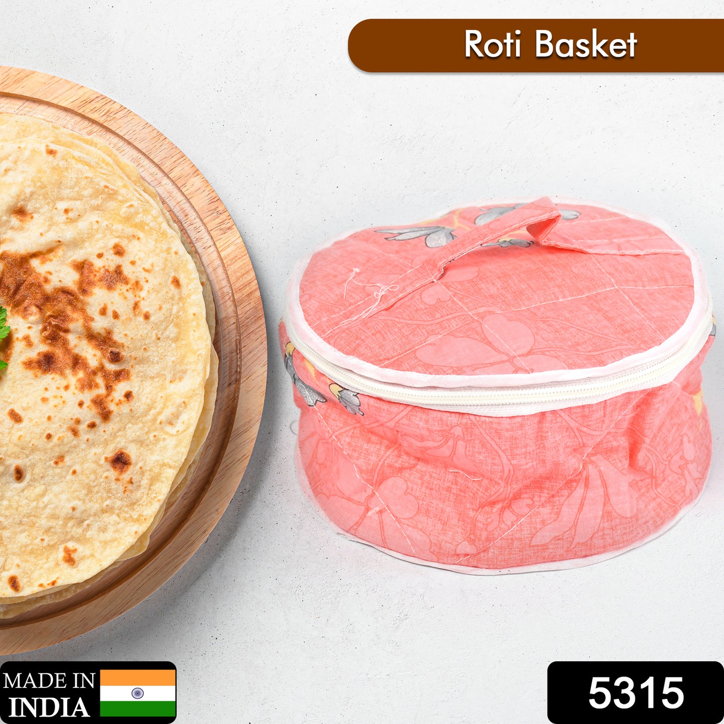 Colorful cotton cloth roti casserole basket by Wukusy, designed for storing hot chapattis and rotis in the home kitchen.