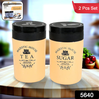 Wukusy Damru-shaped plastic tea, coffee, sugar canister with two sections, airtight food storage jar for salt and dry fruits.