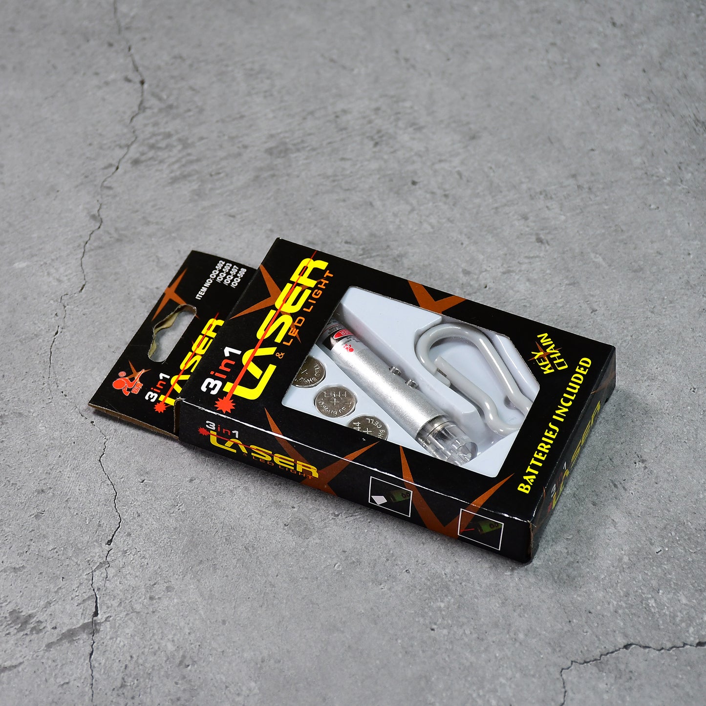 Wukusy 3-in-1 laser light, LED flashlight, and keychain laser pointer toy with compact design and bright illumination.