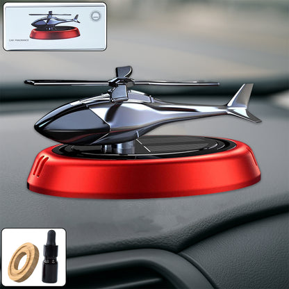 Wukusy solar-powered rotating helicopter car air freshener hanging inside vehicle with rotating rotor design