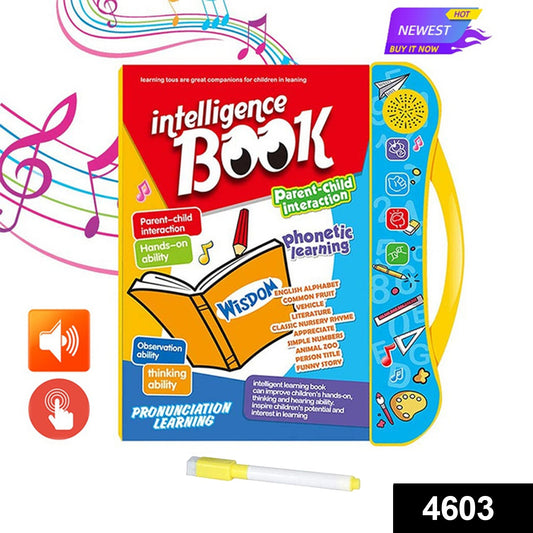 Wukusy 4603 musical learning study toy book with numbers and letters, colorful pages designed for early education.