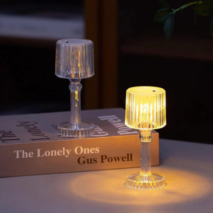 Set of 8 Wukusy LED crystal-effect table lamps for home decor, featuring sleek design and sparkling crystal details.