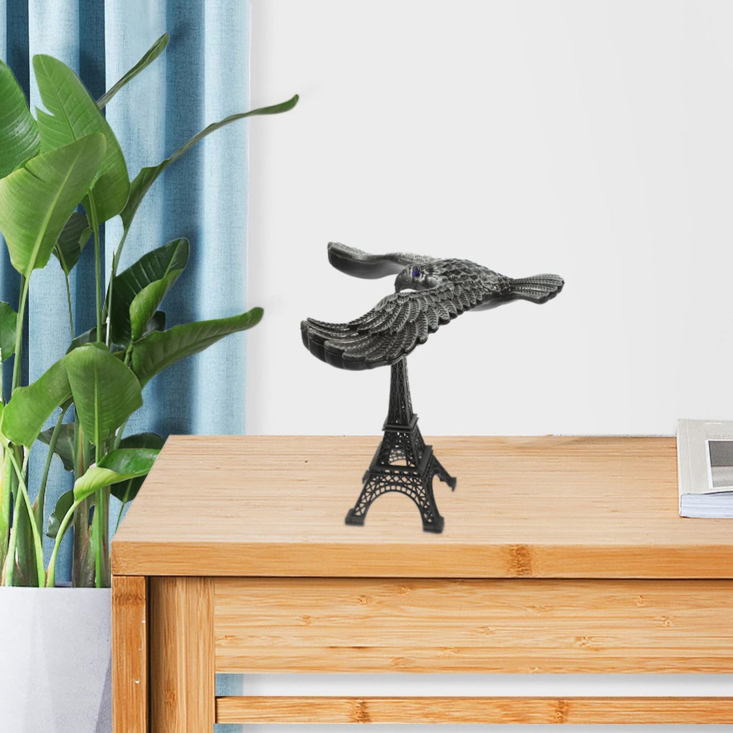 Wukusy balancing bird metal Eiffel Tower statue with eagle toy set, featuring intricate metal sculpture and detailed design.