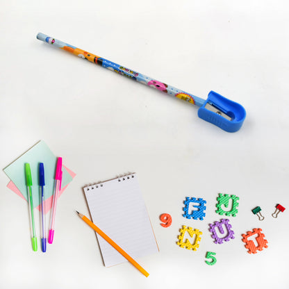 Wukusy kids stationery set including wooden pencil sharpener, eraser, notebook, scale, and zip bag for school or birthday gift