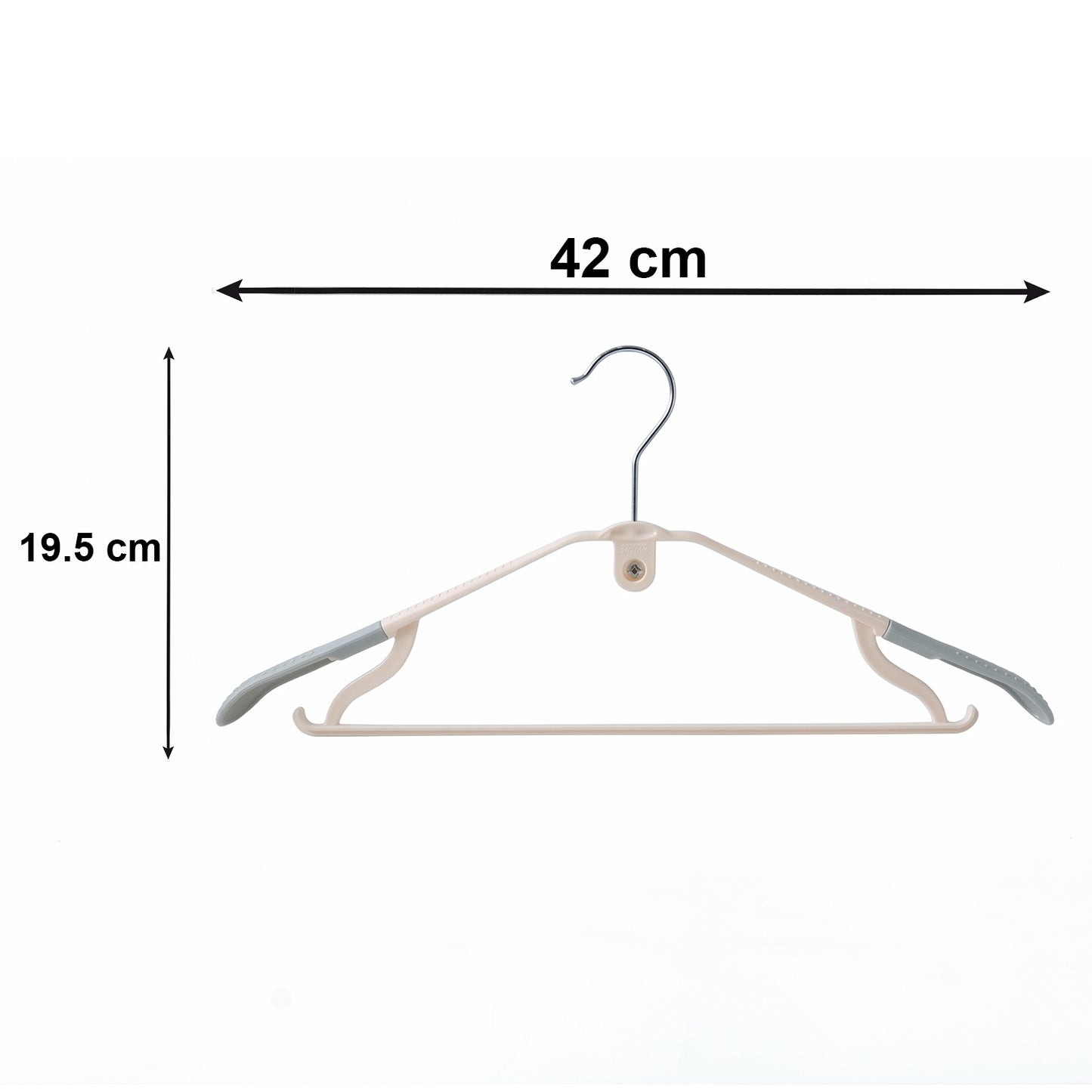 Set of five durable plastic clothes hangers in black from Wukusy, ideal for organizing shirts and jackets in wardrobes.