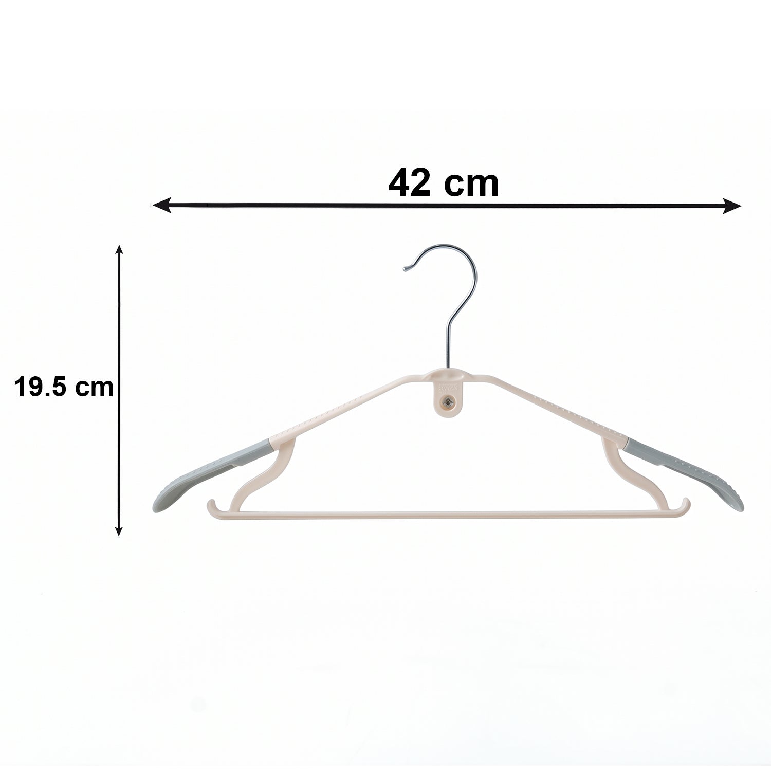 Set of five durable plastic clothes hangers in black from Wukusy, ideal for organizing shirts and jackets in wardrobes.