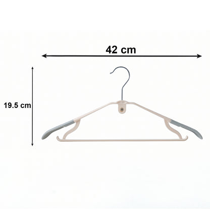 Set of five durable plastic clothes hangers in black from Wukusy, ideal for organizing shirts and jackets in wardrobes.