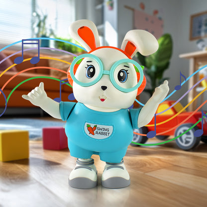Wukusy Swing Rabbit musical toy with lights and sounds, interactive bunny plush for children, battery not included
