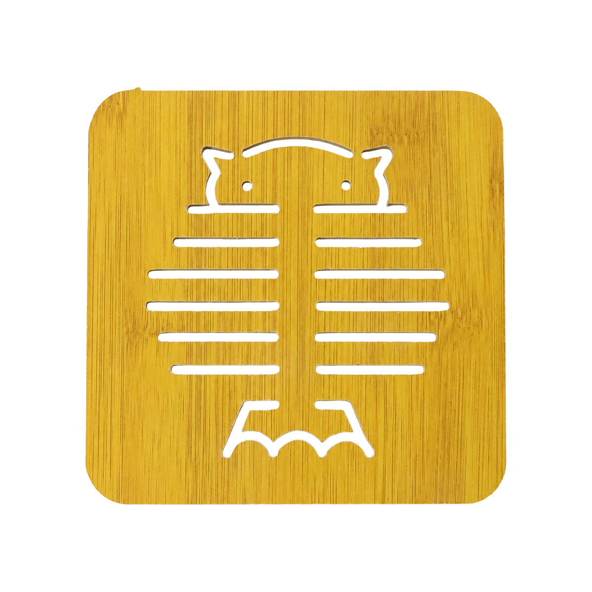 Square Wooden Trivet Mat With Cut Out Design For Hot Pots (1 Pc)