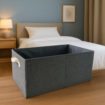 Wukusy foldable cloth storage box with handles, compact and lightweight for organizing clothes and accessories.