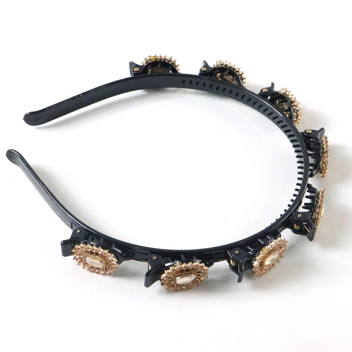 Wukusy premium gold stone studded designer hair band with elegant embellishments, perfect for stylish hair accessories.