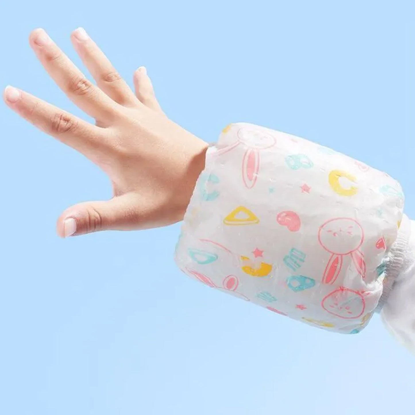 Set of 10 waterproof arm sleeves by Wukusy, suitable for health and beauty use, shown in black and gray in the image.