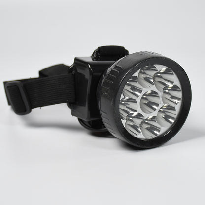 Wukusy 7520 headlamp with 9 LED lights, rechargeable, adjustable strap, ideal for farming, fishing, camping, hiking, and cycling.