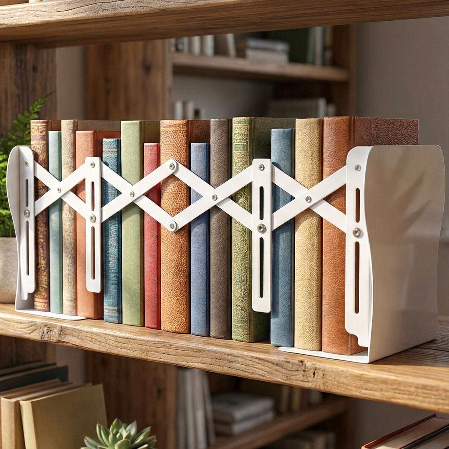 Adjustable telescopic iron desk book stand by Wukusy, supporting books or tablets with a sturdy, foldable design.