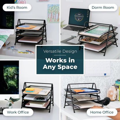 Heavy duty metal 3-tier multi rack stand by Wukusy, durable organizer rack with sturdy shelves for versatile storage.